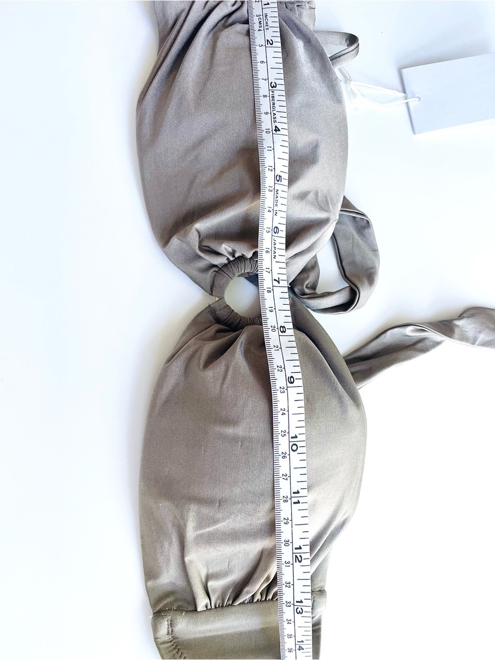 J.Crew Taupe Tan Halter Bikini Top Center O-Ring Medium M NWT Quiet Luxury Italy - Picture 9 of 14